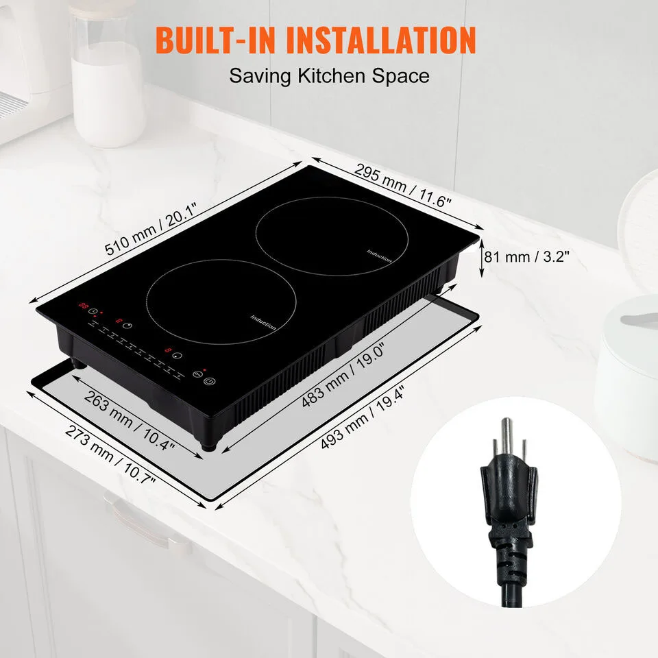 Induction 2 Burner Cooktop 1800W Digital 2 Burner Electric Cooktop