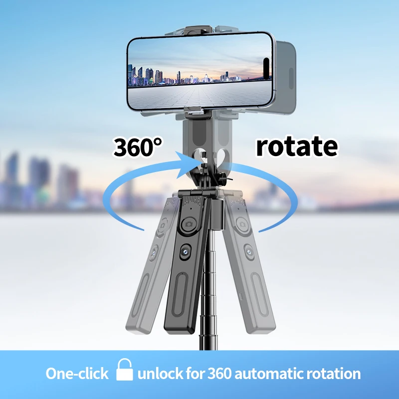 Tripod For Mobile 360°Auto-Rotation Shooting Quadrapod Selfie Stick Phone Stand AI Face Following, With Remote Control_voghion.com