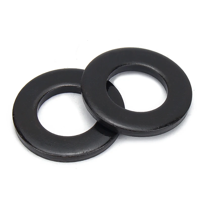 5/50pcs M2 M2.5 M3 M4 M5 M6 M8 M10 M12 M14 M16 M20 M22 M24 GB97 DIN125 Black Grade 8.8 Carbon Steel Flat Washer Plain Gasket Pad