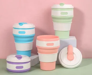 Silicone Collapsible Travel Mug Portable Coffee Tea Cups Outdoor Camping Cup Retractable Water Mug Food Grade Silicone Drinking