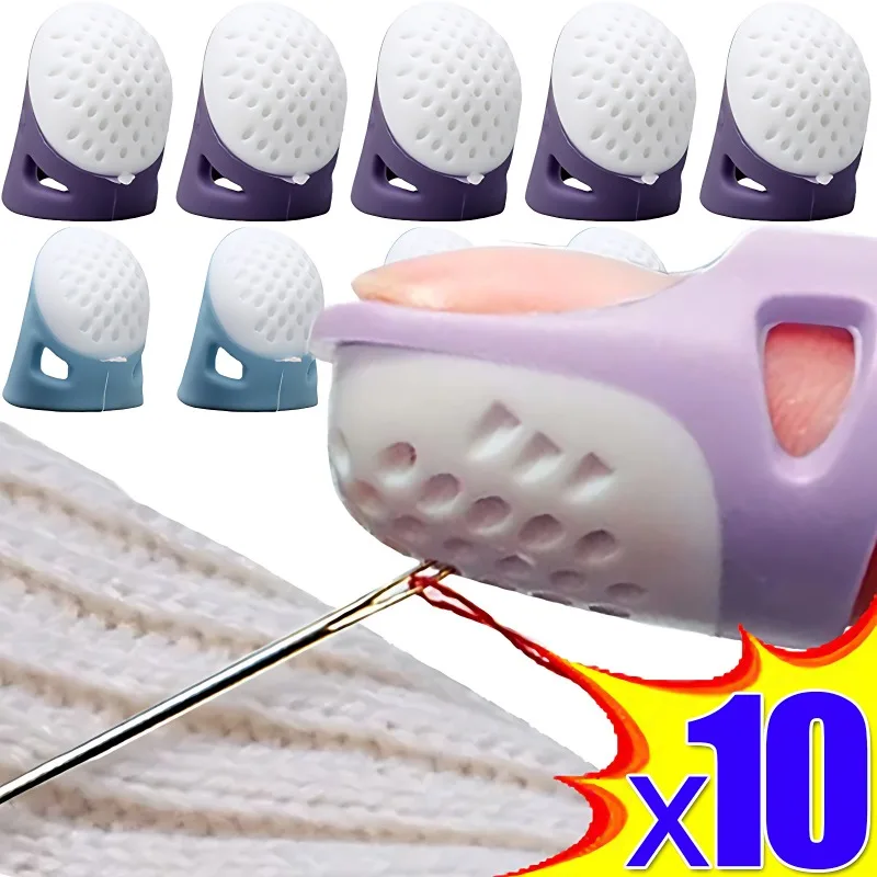 

10/1Pcs Silicone Thimbles Anti-stick Finger Protector Cover Handworking Needle Thimble Household DIY Sewing Crafts Accessories