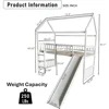 Twin Size Loft Bed with Slide for Kids Bedroom,House Shaped Solid Wood Bedframe w/Full-Length Guardrail Space Saving Design 2