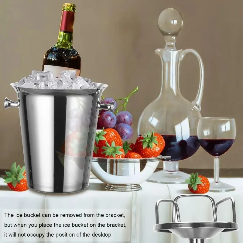 Champagne Bucket with Stand,Ice Bucket with Stand Stainless Steel Wine Chiller On Stand 12Lb Hammered Tall Ice