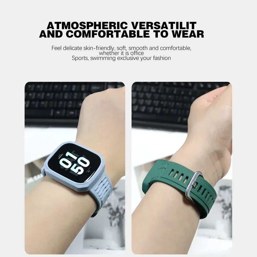 Silicone Protective Case & Strap for Smartwatch - Sport Band & Cover Combo
