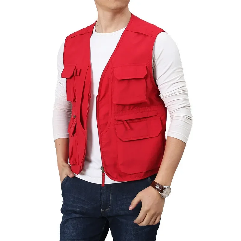 Summer Men's Vest Lightweight Mesh Breathable Multi-Pocket Tactical Camping Tank Top Outdoor Hiking Climbing Sleeveless Jacket