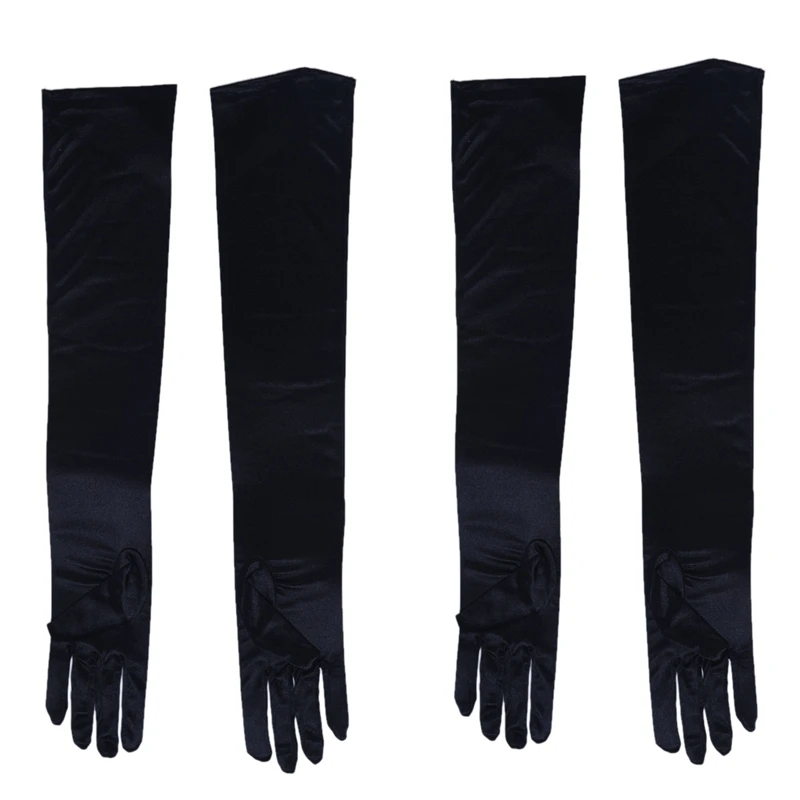 2Pcs 21 Inch Women Arm Long Satin Elbow Gloves For Evening Wedding Fancy  Dress Costume - Black - купить по выгодной цене | AliExpress