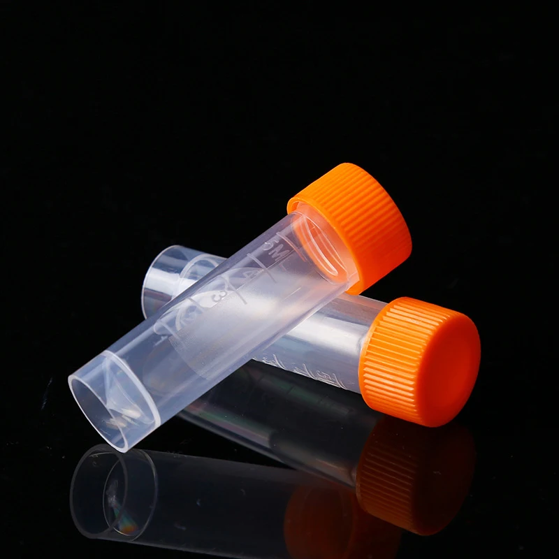 5mL laboratory Tube Freezing Tubes Pipe With Screw Cryopreserved And Calibration Frosted , 100pcs