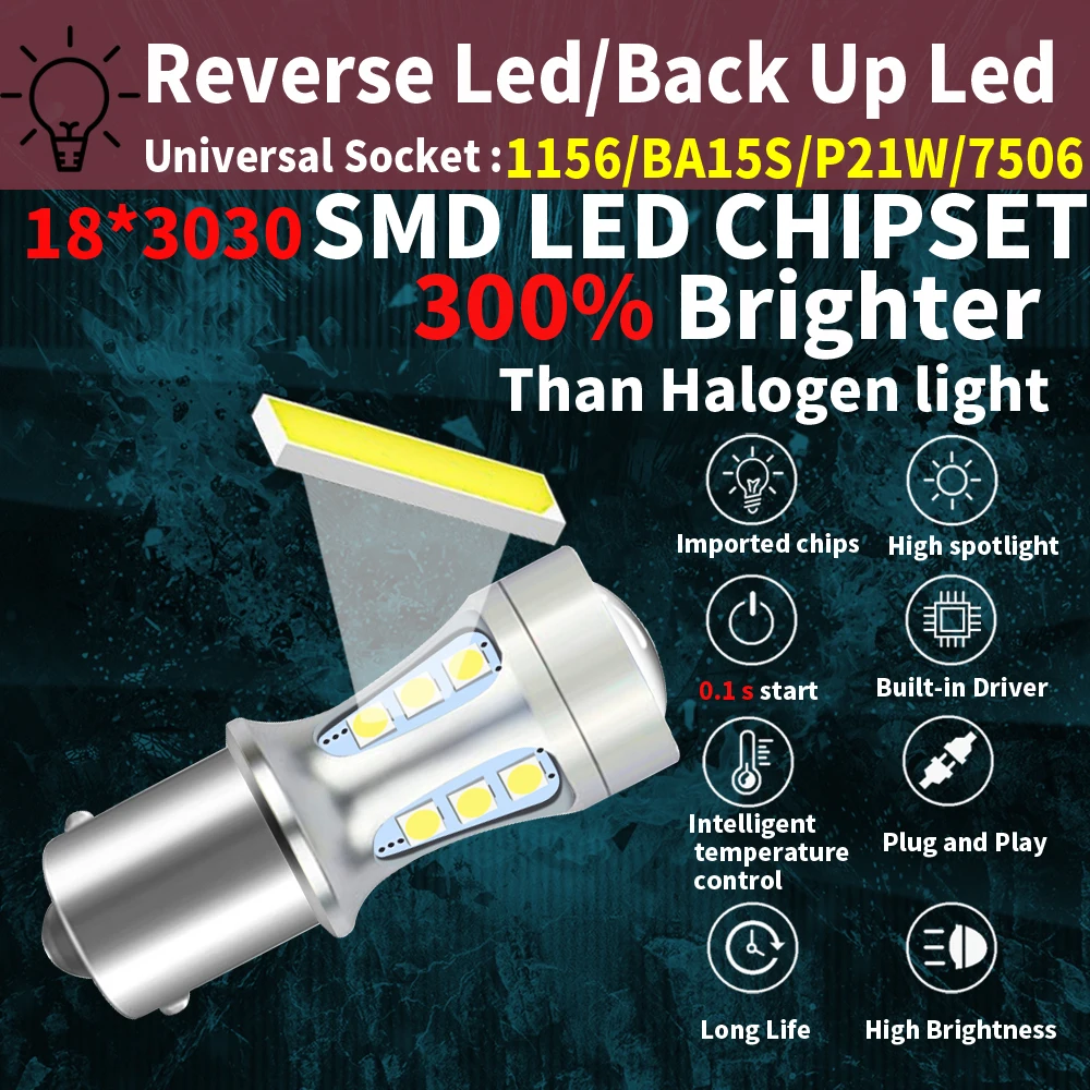 1156 LED  T20 W21/5W P21 P21W 1157 7443 921 7506 T25 ڵ T15 BA15S ڵ DRL SMD 6000k ȭƮ 12V  , 2 