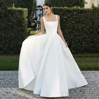 Modern A Line Wedding Dresses For Women 2025  Timeless Square Collar Bridal Dress Formal Brides Reception Gown Customized 1