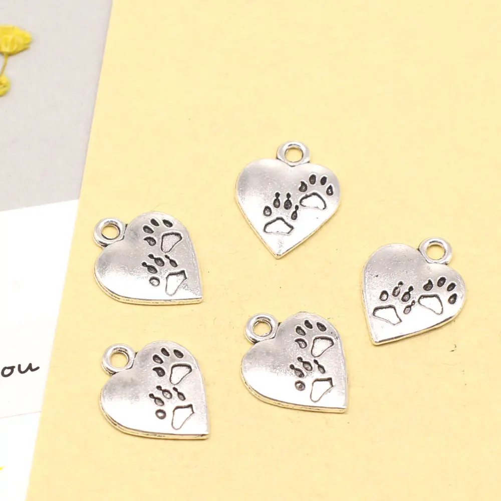 

20pcs 14x17mm Heart Charms Pendant Necklac Bag Accessories Jewelry Making Supplies Antique Silver Color