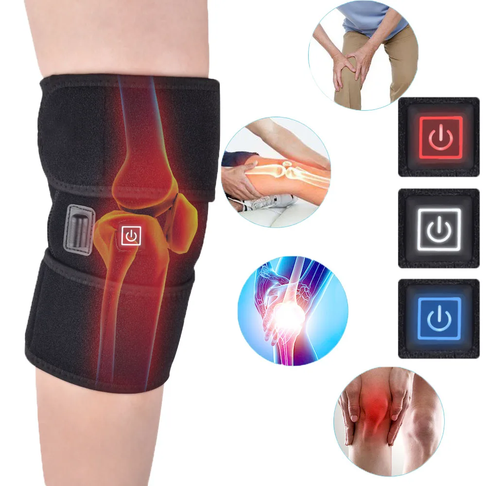 Electric Knee Heating Therapy Pads Vibration Massager Support Brace