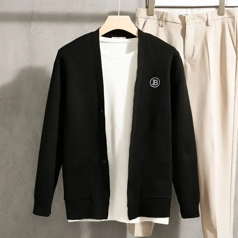 thumbnail image 1 of Cárdigan de punto para hombre, estilo coreano, suéter holgado para hombre, abrigos de alta calidad, ropa de calle de cachemira, top informal abierto, manga larga Y2k, 1 of 4