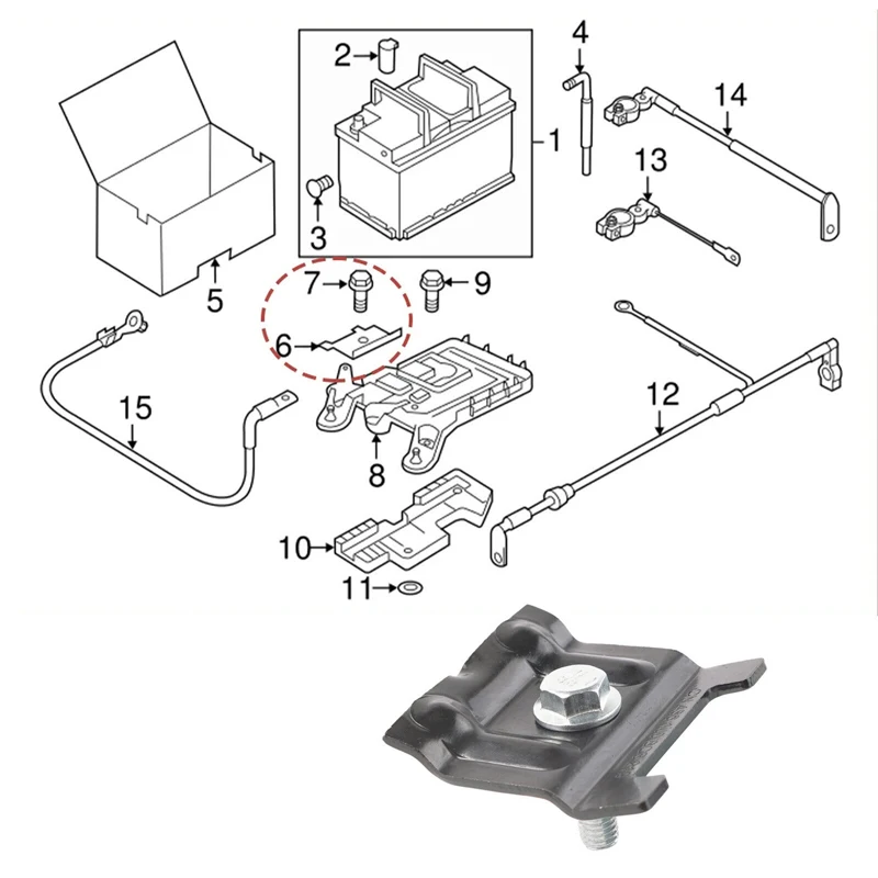 VW Fox Golf Passat Polo Battery Hold Down Clamp Bracket 1J0803219 + Bolt for battery hold down clamp,bracket battery clamp