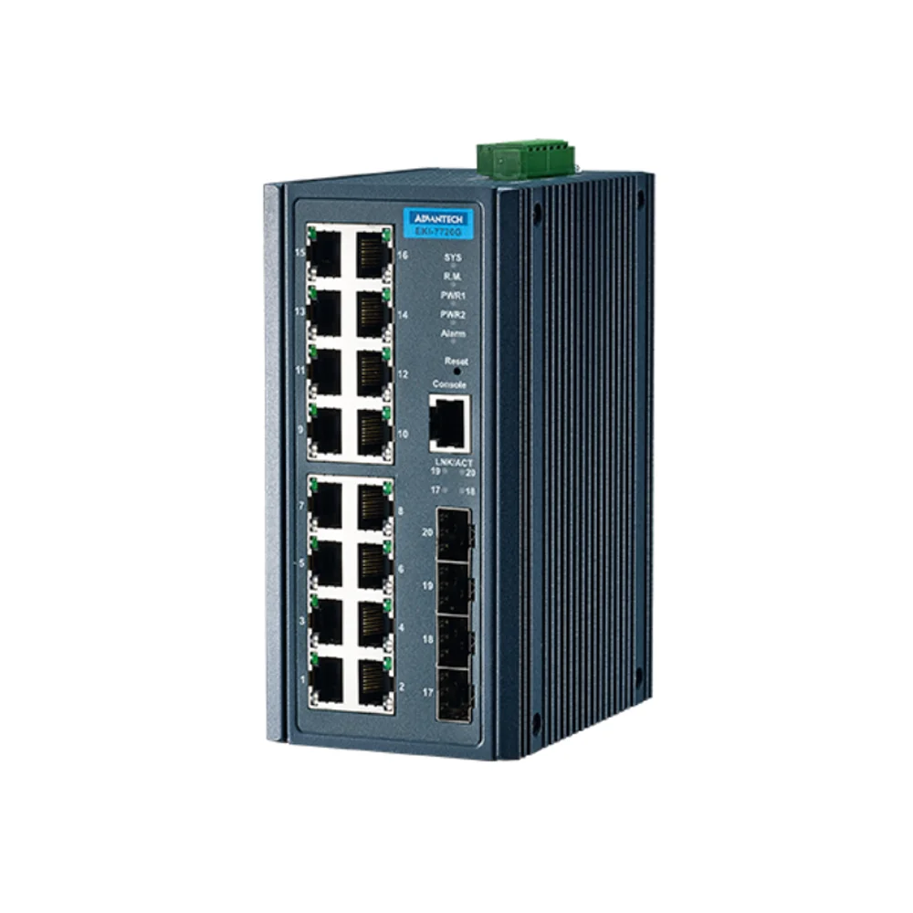 

Advantech EKI-7720G-4FI 16 Gigabit Ethernet 4 SFP Port DIN-rail Managed Redundant Industrial Network Switch