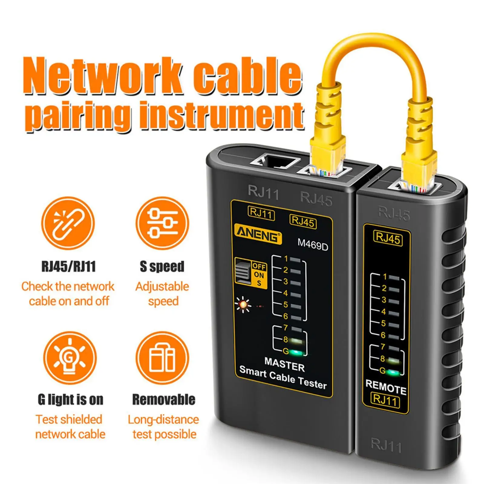 Network cable tester ANENG M469D RJ45 cable lan tester network cable tester RJ11 RJ12 CAT5 UTP LAN tester networking tools network repair