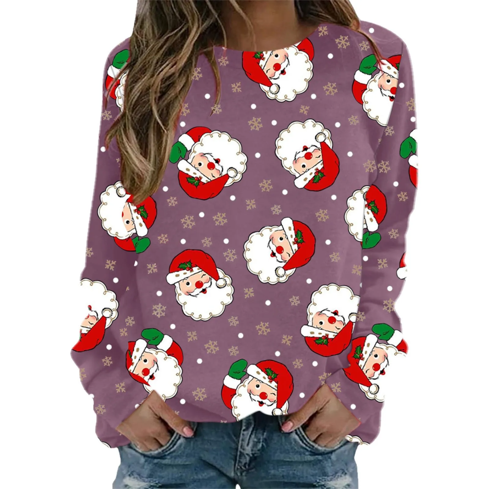 

Sweaters For Women Christmas Teen Girls Long Sleeve Crewneck Sweatshirt Cute sudadera mujer Basic Pullover Top casual Loose fit