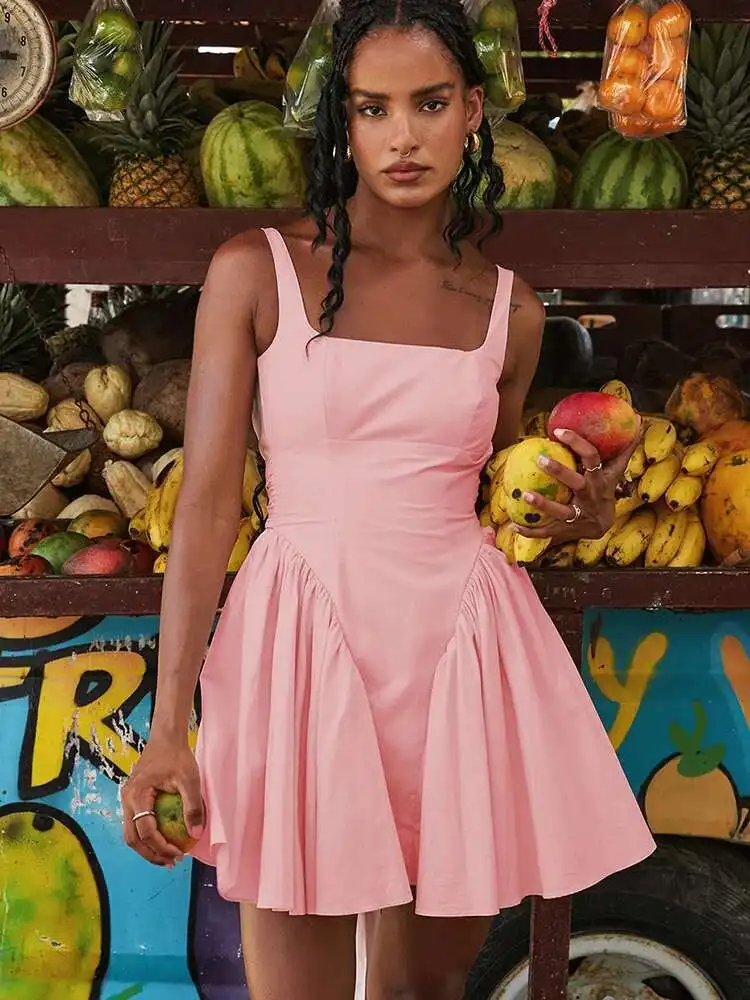 Avrilyaan White Backless Bow Sexy Dress Women Ruffle Pleated