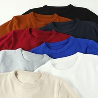 New Men's Classic Round Collar Sweaters 2024 Holiday Casual Pullovers Stylish Thermal Caramel Navy-blue Long Sleeve Clothes Male 1