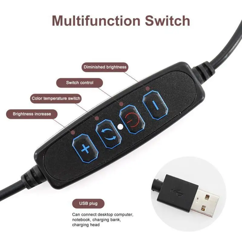 Mini LED Ring Light Desktop Lamp With Tripod Stand