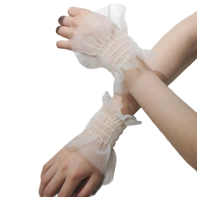 Removable Wrist Warmer Ruffled False Cuffs Lace for Hoodie Sweater Wedding