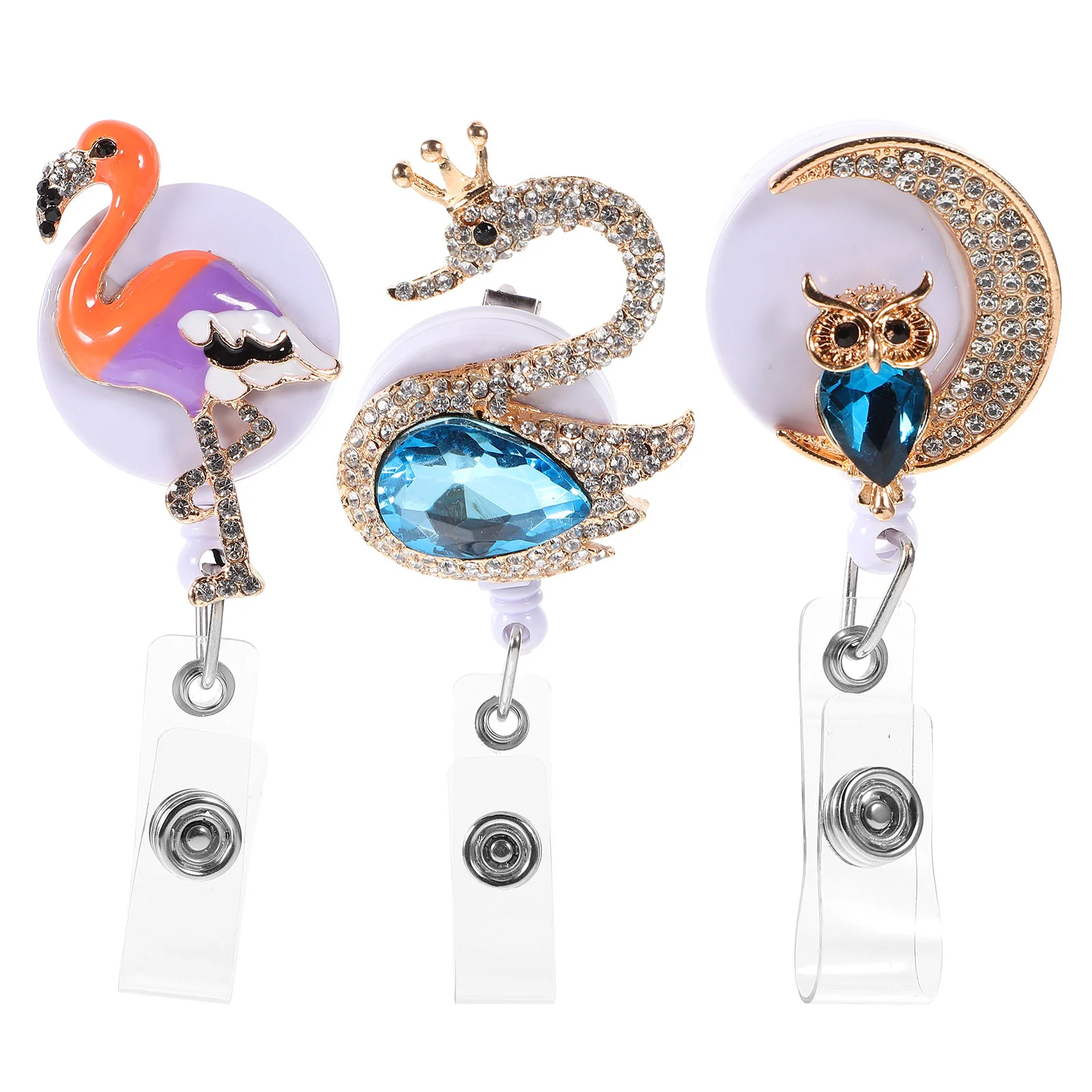3Pcs Student Nurse Badge Holder Retractable Badge Clip Portable Badge Buckle Decor 6pcs lot peacock tassels pendant style retractable id badge holder retractable cord butterfly dargonfly bow