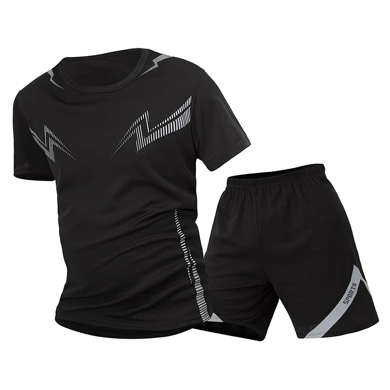 2 قطع الرجال السود البرق التجفيف السريع فضفاض بدلة...