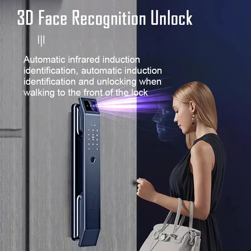 Serrure de porte numérique 3D Face Heroes avec caméra, empreinte digitale, déverrouillage par mot de passe, serrure de porte électronique sans clé