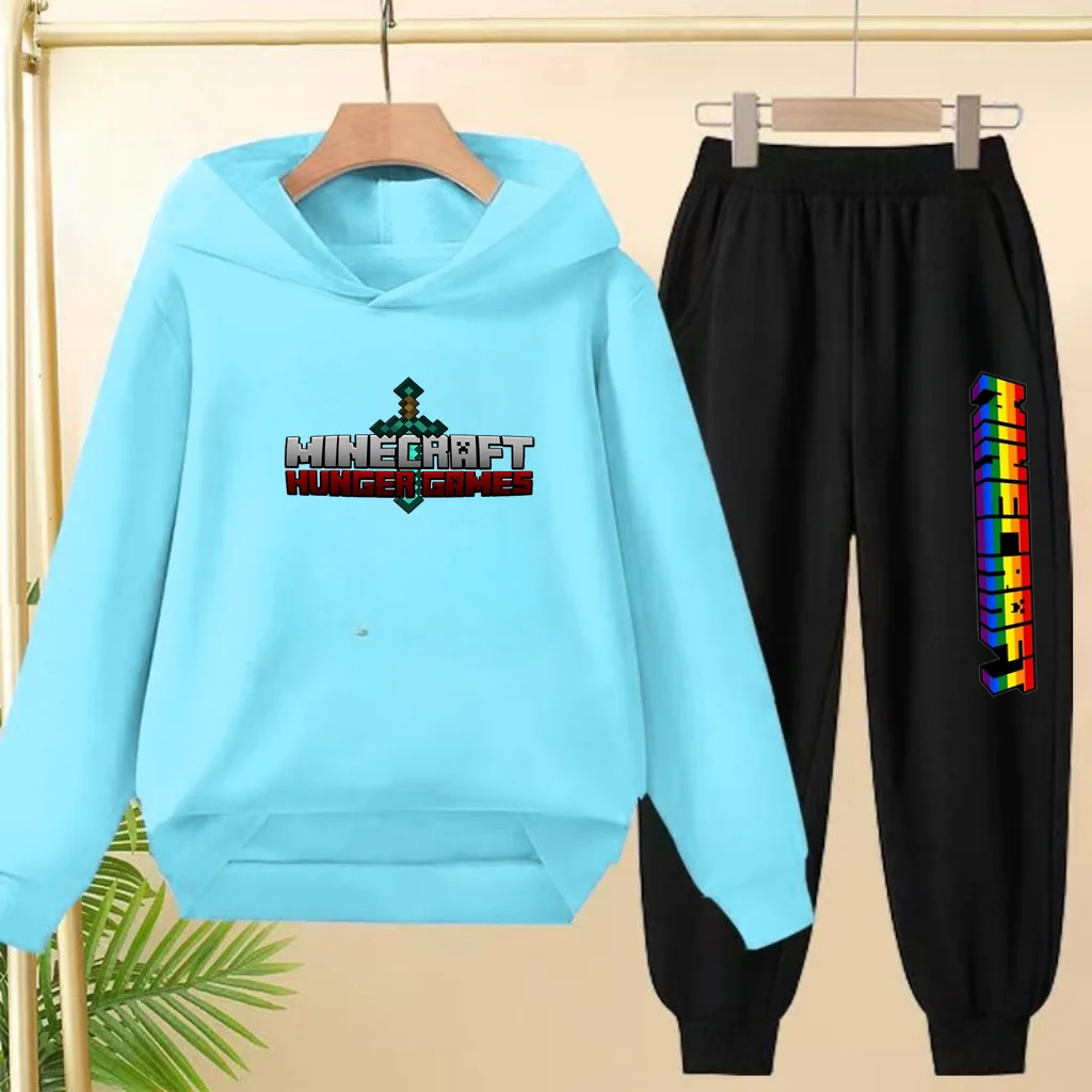 Kinder-Sportbekleidungsset, 2-teiliges Sweatshirt + lange Hose. Ein bequemes Kleidungsset für Jungen und Mädchen mit bedruckten Anime-Mustern – Detail 16