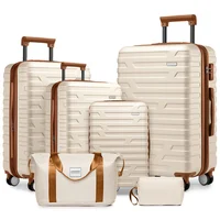 Ensemble de bagages 6 pièces avec sacs de voyage, valises rigides extensibles en ABS avec roulettes doubles, ensemble de bagages de voyage avec serrure TSA (18/20/24/28 pouces, crème) 1