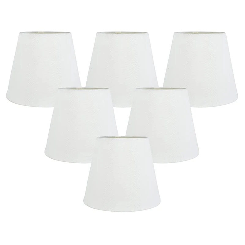 B62B-Set Of 6 White Fabric Cloth Clip On Chandelier Lamp Shades, Replacement For E14 Wall Lamp Chandelier Home Decoration