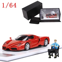 Diecast Model Car King Model 1/64 Ferrari Enzo Car Mode Ferrari with Doll Play Vehicles Toys for Boys 1