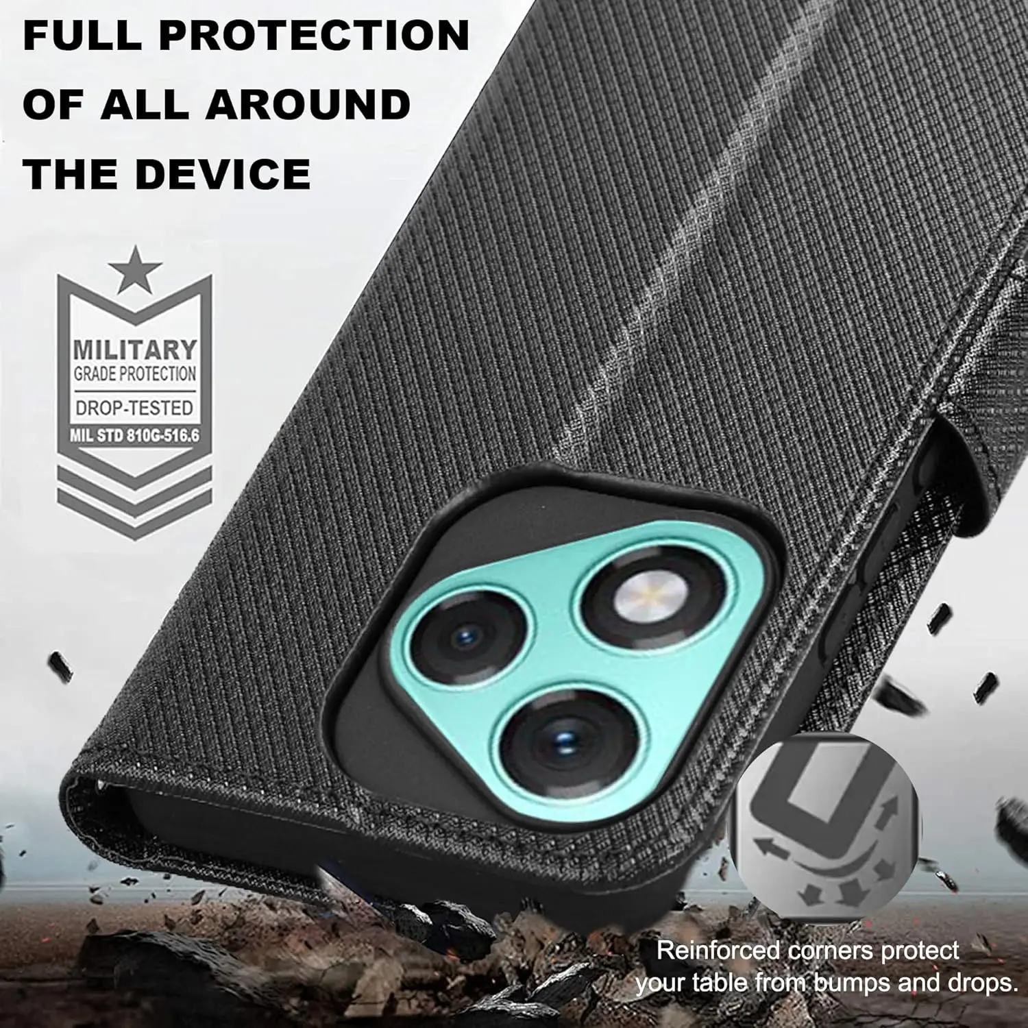 Leather Flip Wallet Case with Magnetic Closure and Card Holder