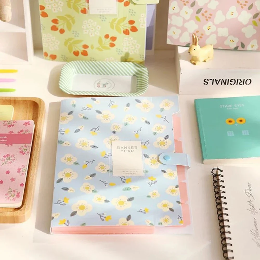 Organizzatore da scrivania espandibile Formato A4 Portadocumenti con 5 tasche Cartella portadocumenti Organizzatore di documenti Cartelle di file floreali Cartella a fisarmonica - immagine 3