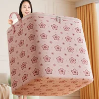 Cute Pink Large Capacity Clothes Quilt Storage Bag Foldable Dust-proof Waterproof Clothes Storage Organizer with Zipper 1