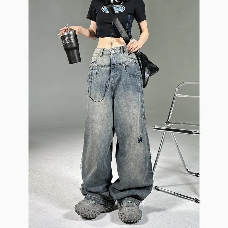 

Deeptown Streetwear Y2k Oversized Jeans Vintage Baggy Korean Wide Leg Denim Pants Grunge Harajuku Cargo Trousers America Fashion