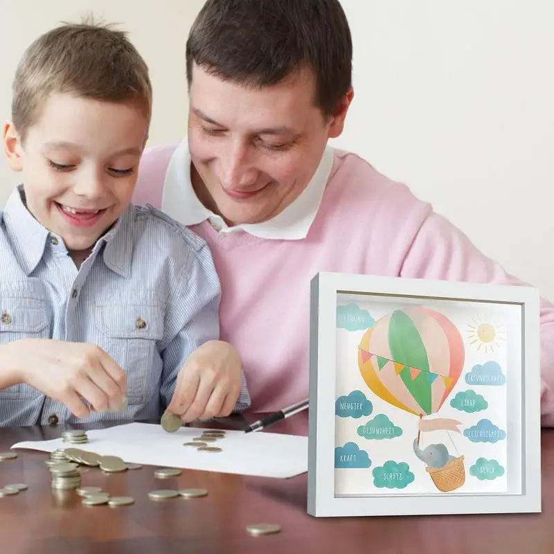 Kids Money Banks 3D Photo Frame Money Bank Hot Air Balloon Coin Saver Box Cash Protector Container For Desk Educational 3