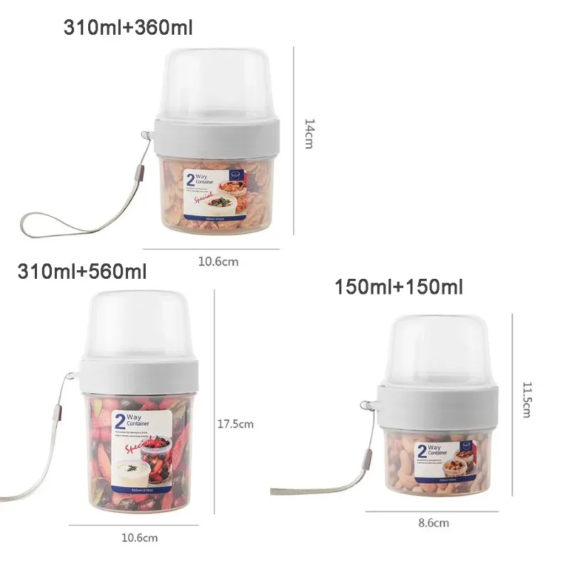 Portable Multi-purpose Sealed Container Storage Jars Double-layer Food Container Plastic Fresh-keeping Box Lunch Cup