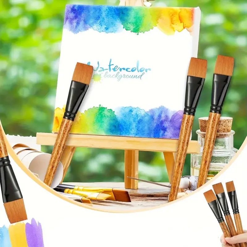 5/10pcs Premium Flat Paint Brush Set - Versatile Synthetic Nylon Brushes for Watercolor, Acrylic, Oil Painting & Body Art 6