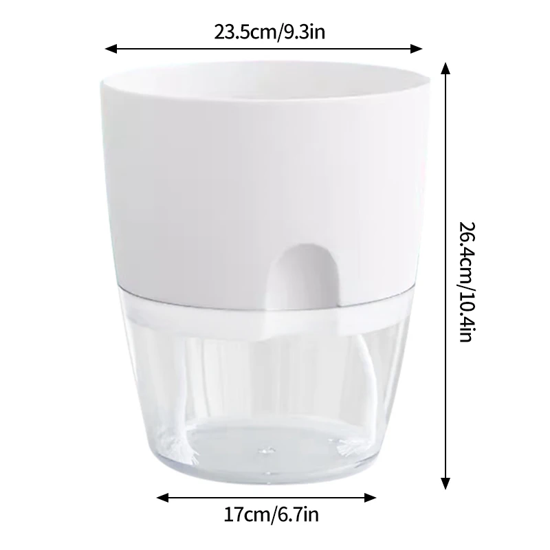 Transparent Self-Watering Hydroponic Flower Pot with Double-Layer Design and Cotton Rope System