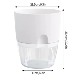 Transparent Self - Watering Hydroponic Flower Pot with Double - Layer Design and Cotton Rope System (White  23cm)