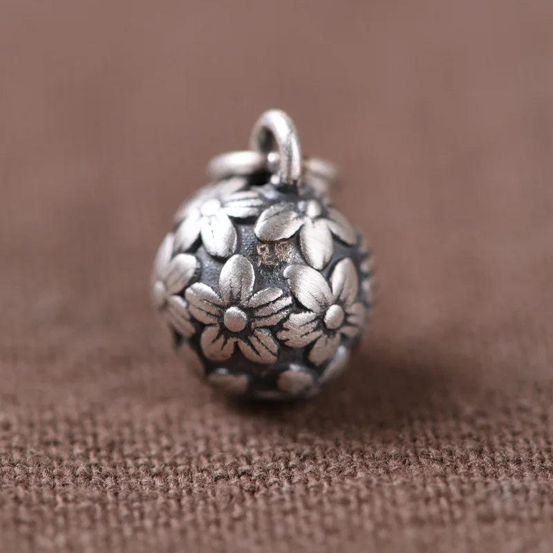 BOCAI S990 Silver Small Flower Pendant for Women