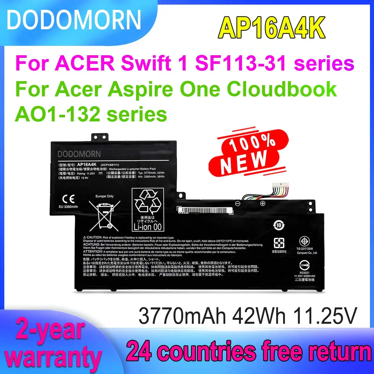 

Аккумулятор DODOMORN AP16A4K для ноутбука Acer Swift 1
