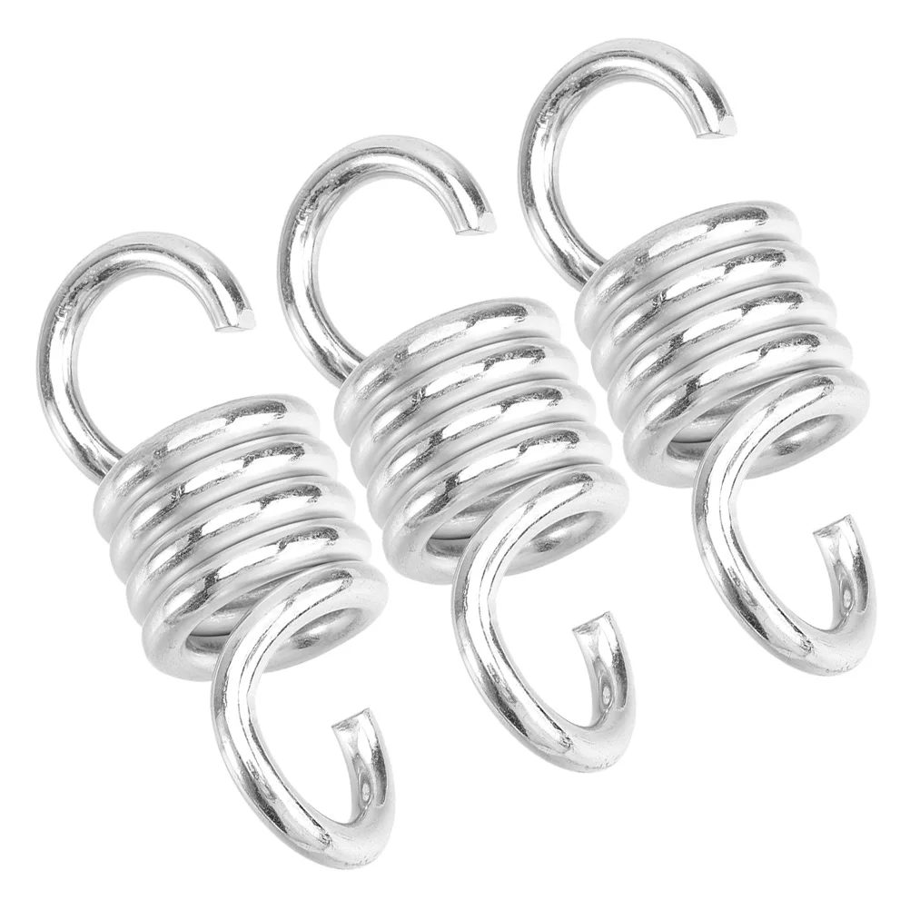 3 Pcs Hangers Spring Swing Hammock The 1130X390X390CM Heavy Duty Silver Metal
