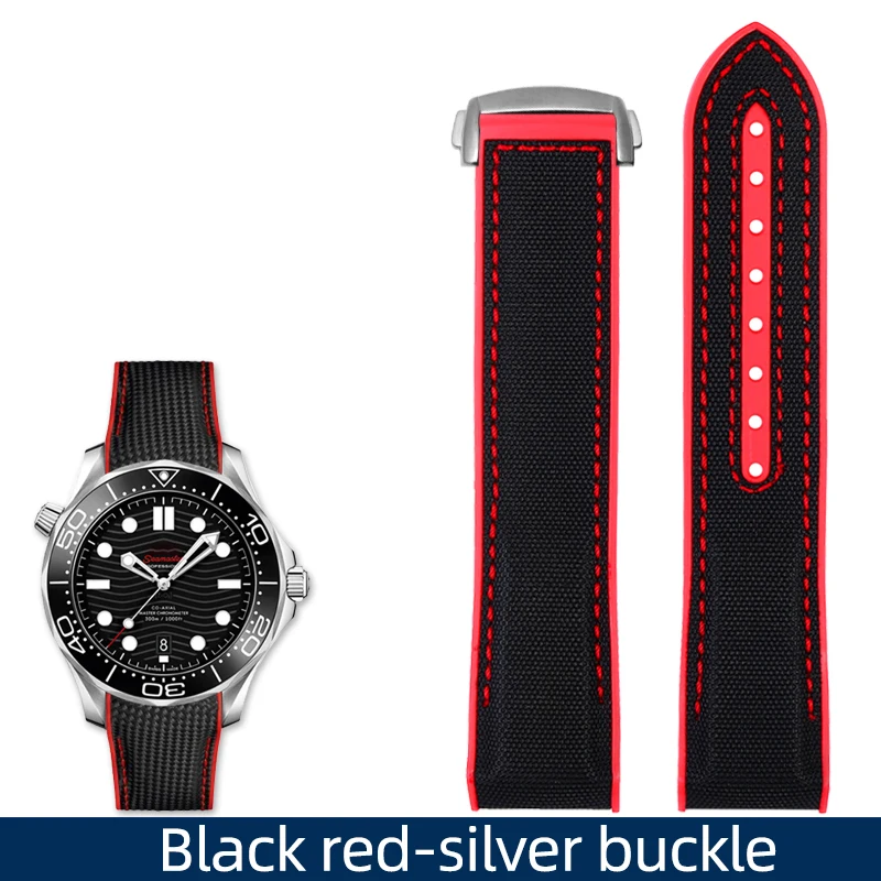 Nylon Rubber Watchband with Deployant Clasp - Silicone Strap Accessory