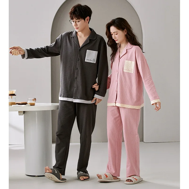 Couple Pajamas Cotton Sleepwear Pajama Sets Women Men Pajama Nightwear Autumn Long Sleeve Trouser Pajama Kawaii Clothes Homewear