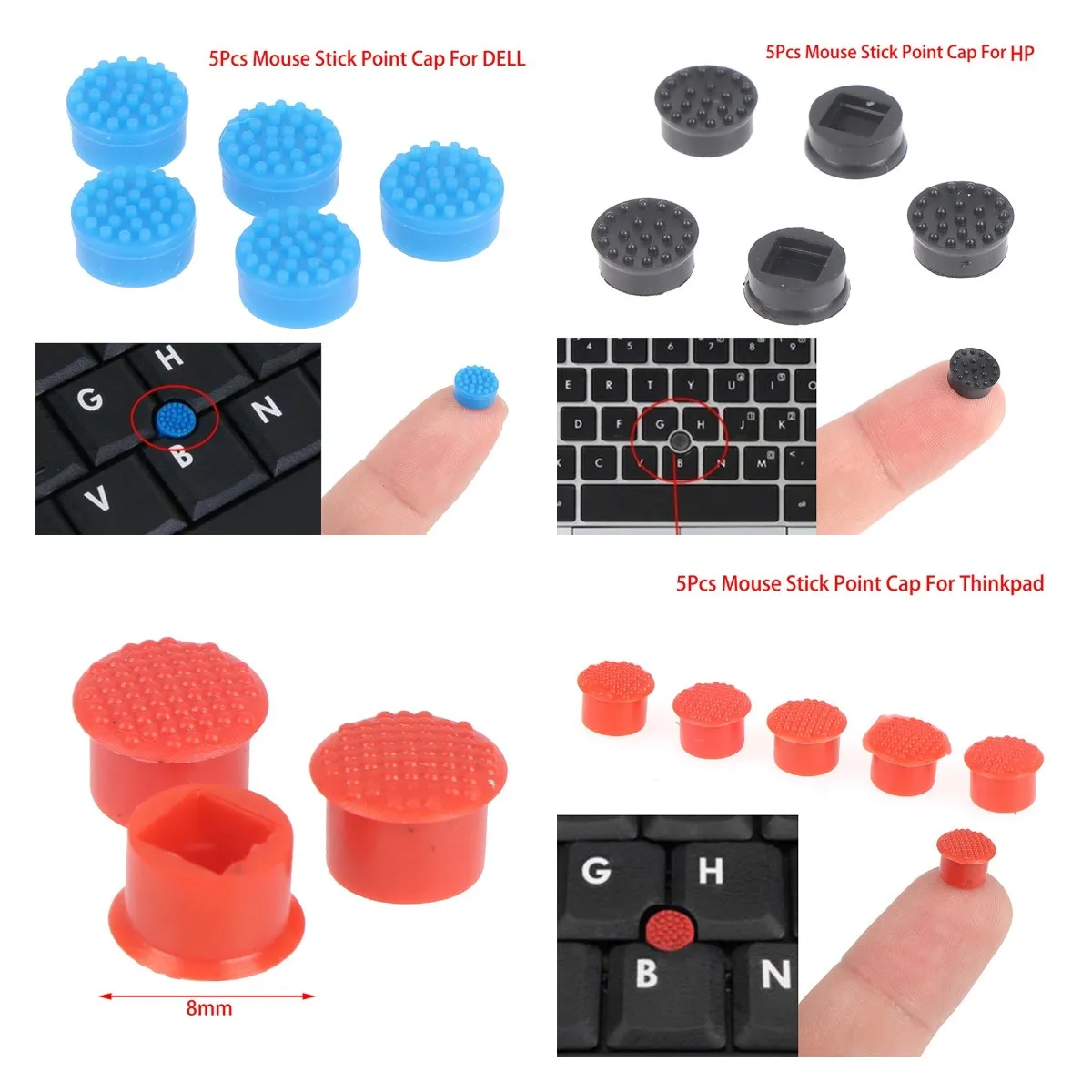 

5pcs Laptop Keyboard Trackpoint Pointer Mouse Stick Point Button Cap For DELL For HP For IBM Lenovo THINKPAD 3 Colors