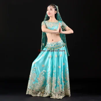 European and American Belly Dance Clothing Indian Sari Women's Clothing Ethnic Style Dance Clothing Ming System Large Skirt