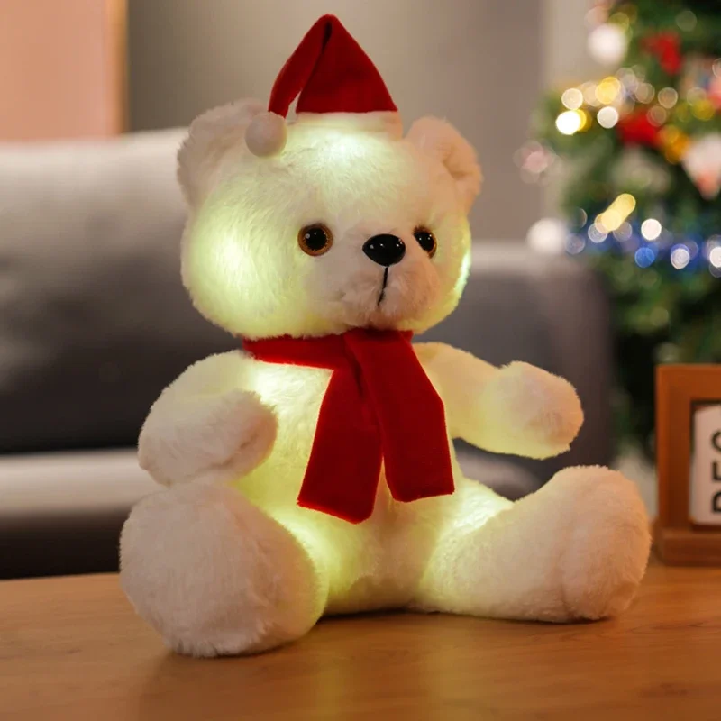 

28CM Cute Plush LED Light Christmas Bear Shine and Sing Stuffed Animal Bear Soft Doll Illuminated Plush for Kids Christmas Gift