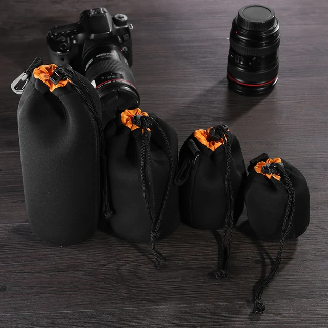Waterproof Soft Neoprene Camera Lens Pouch Bag Drawstring Protector Case