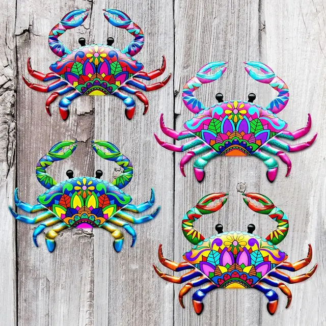Ornement de crabe en métal suspendu au mur, artisanat de jardin, Art en fer, Sculpture, décoration de la maison, porche de cour intérieure et extérieure 1